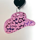 Barbie's Pink Leopard Cowboy Hat Mirror Earrings